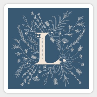 Botanical Letter L (Lake Blue) Magnet